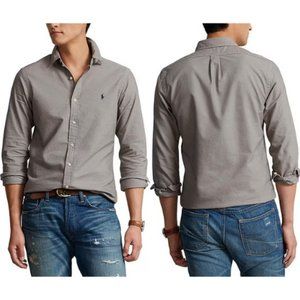 NEW Polo Button Down Shirt Long Sleeve Gray/Black Size XXL